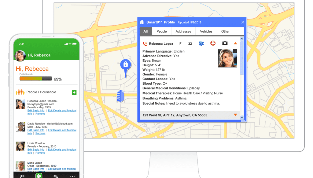smart911 desktop and mobile view