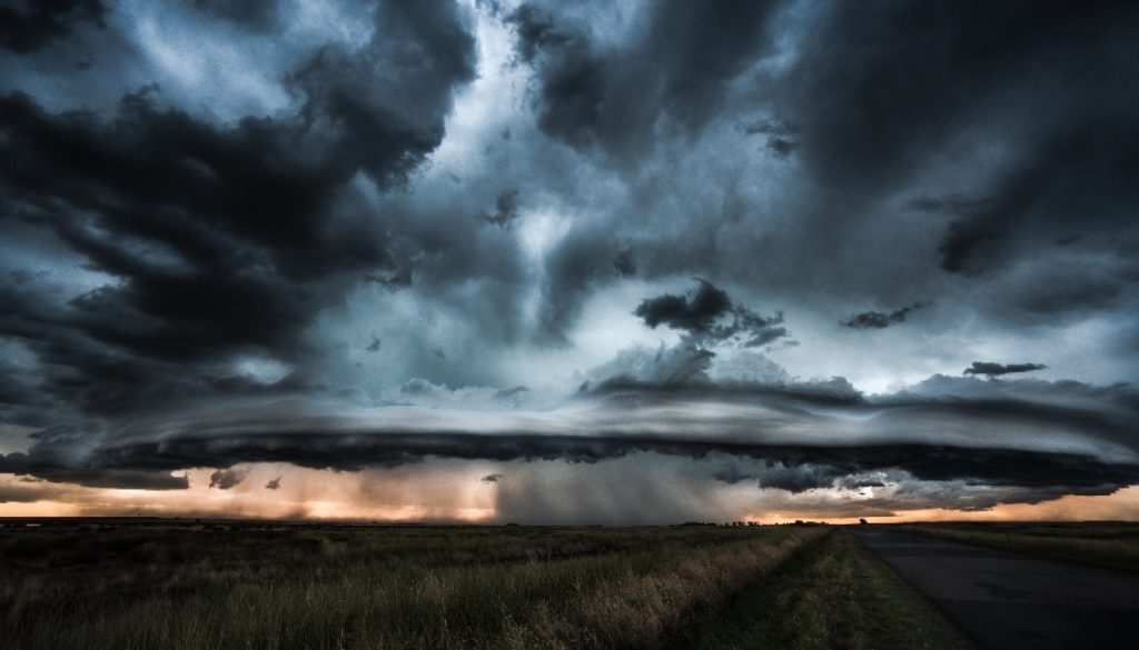 storm clouds over land