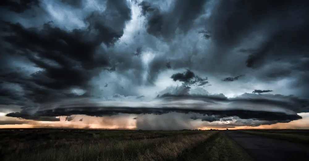 storm clouds over land