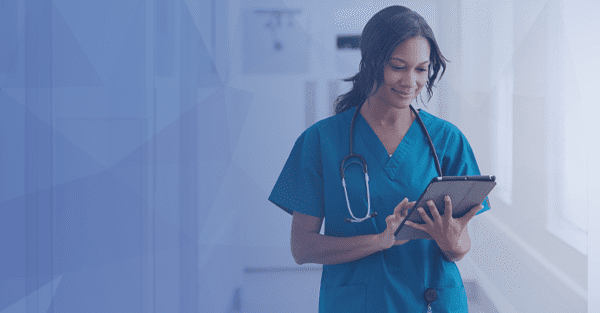 nurse using tablet