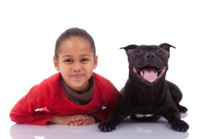 child with dog
