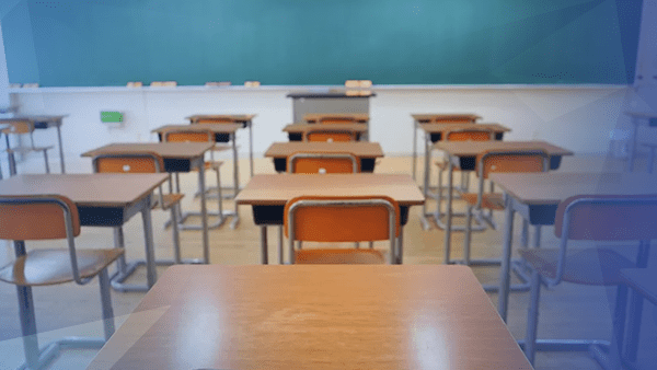 empty classroom with desks