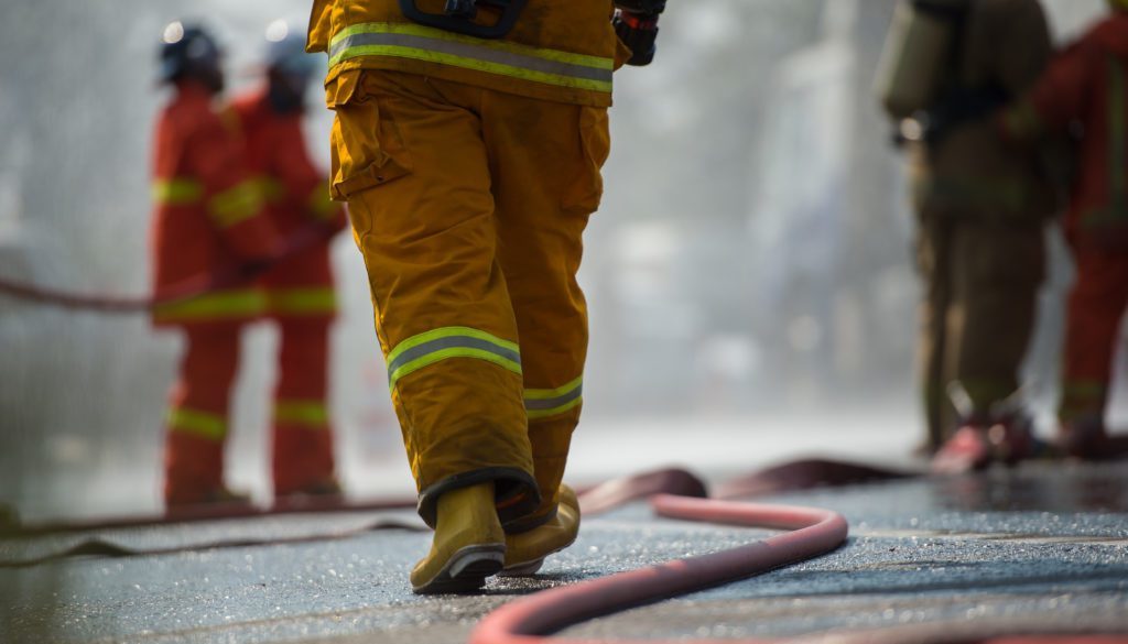 firefighter walking away
