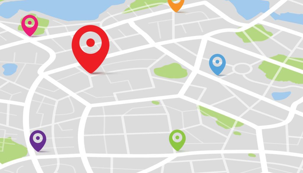 pinpoints on map