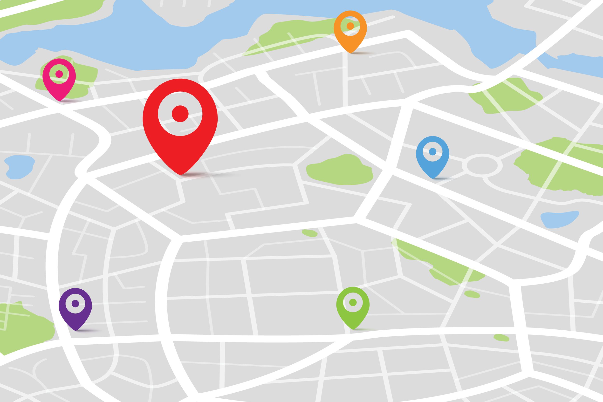 geo target map pinpoints on map