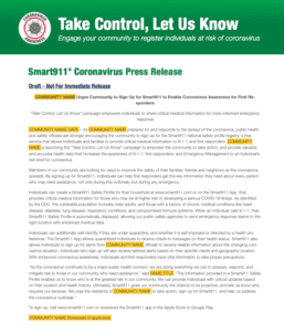 smart911 covid press release cover