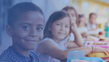 students-eating-lunch-school-blue-overlay-stock-image