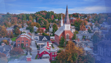 town with houses and church