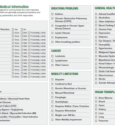 smart911 medical info checklist form