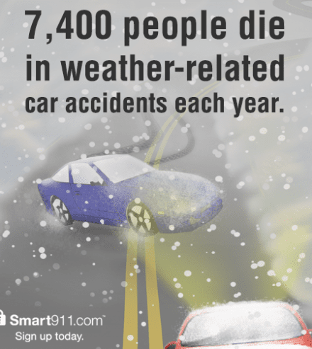 smart911 weather related car accidents
