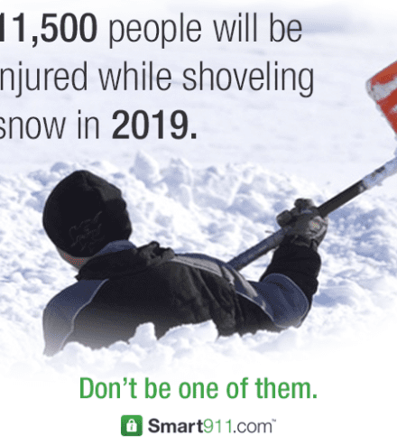 smart911 shoveling snow injury
