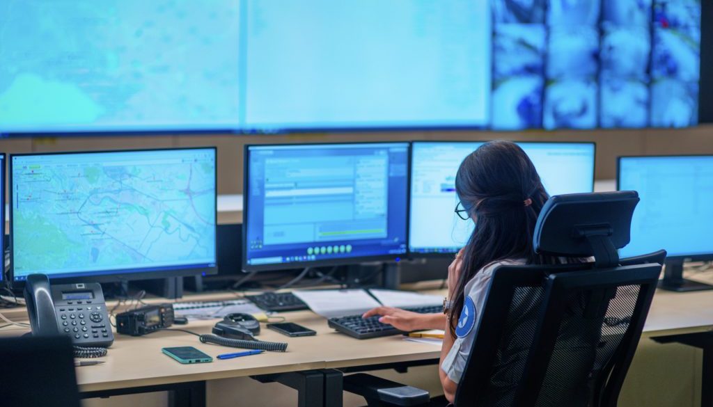 dispatcher sitting in front of computer screens