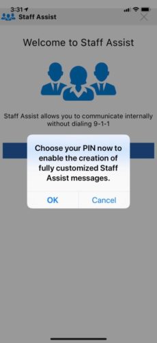 screenshot showing phone screen with how to set up staff assist pin