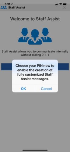 staff-assist-pin screenshot showing phone screen with how to set up staff assist pin