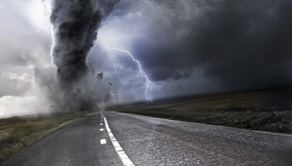 tornado on a road