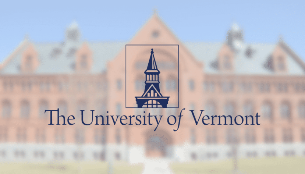 University of Vermont logo over campus building