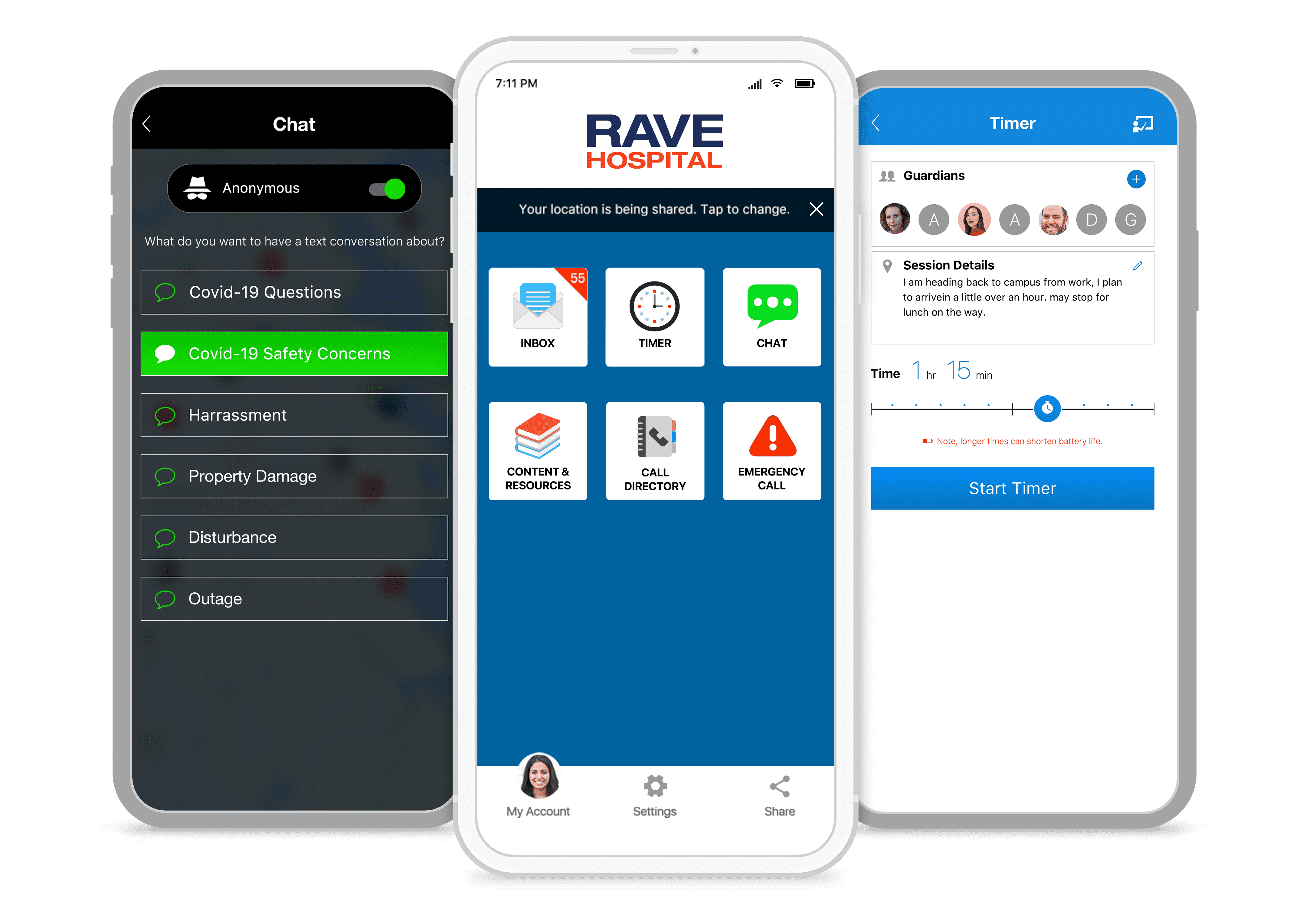 Iphone view of Rave apps for healthcare
