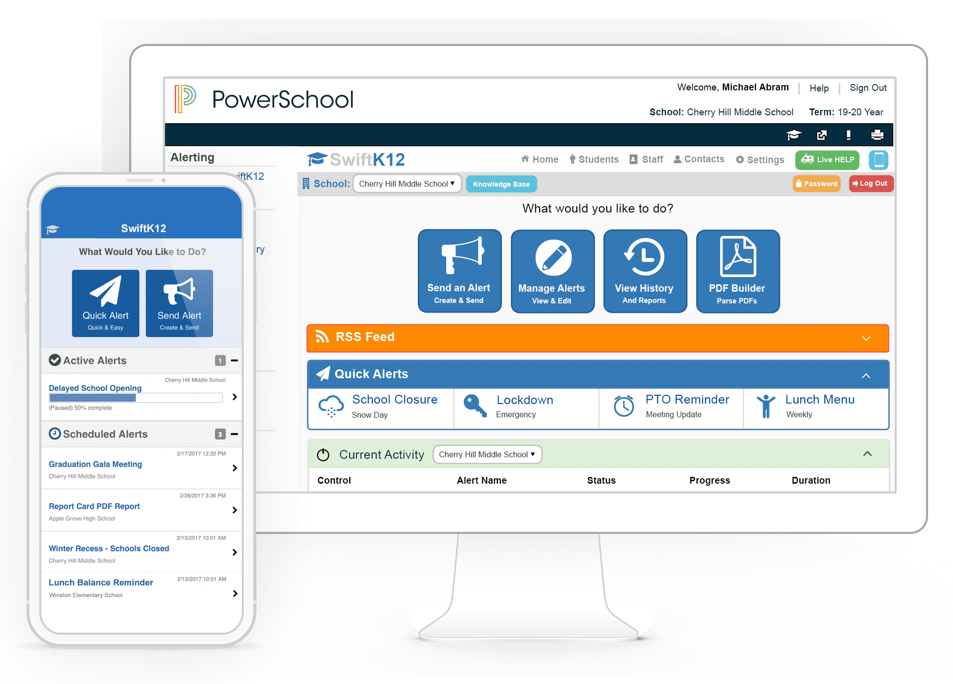 Desktop and mobile view of Swiftk12 software