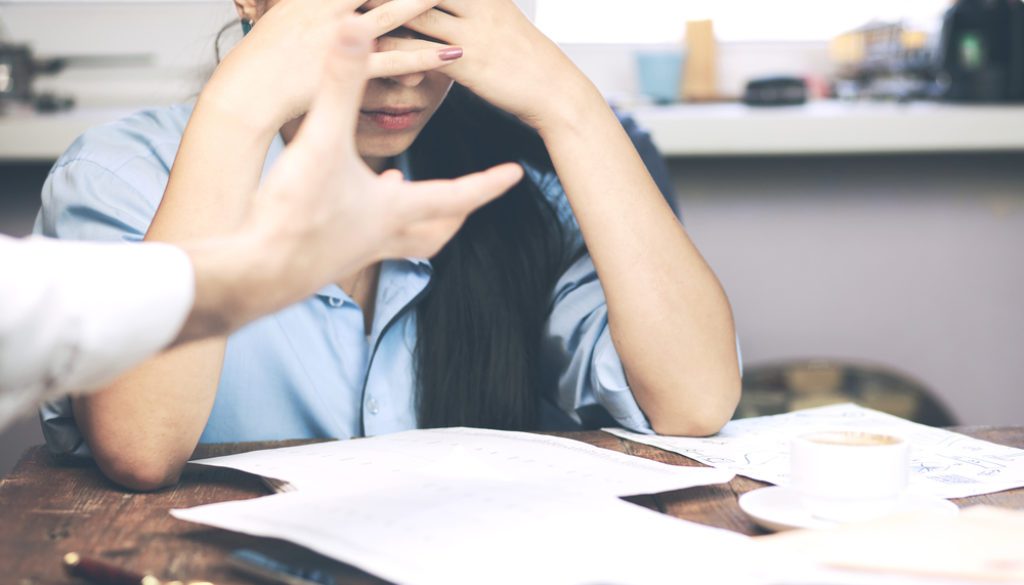 Boss Threatening With Finger His Employee Isolated