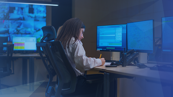 rave aware dispatcher woman working at computer