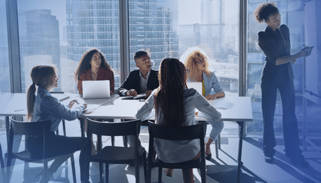 employees having a meeting