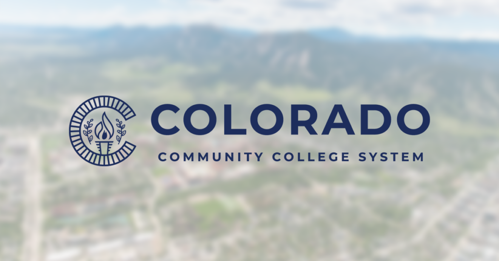 Colorado Community College logo over city